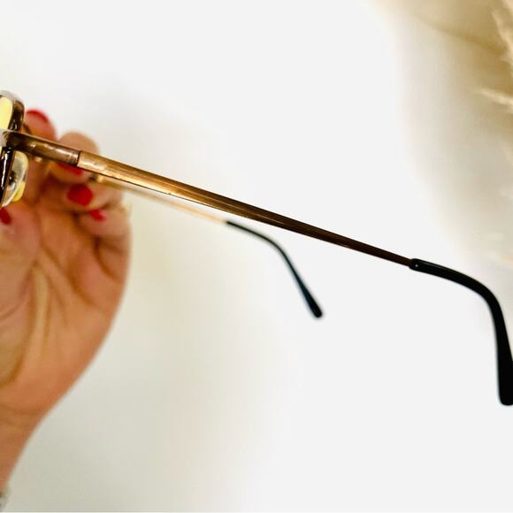 VINTAGE Y2K 90s Bronze Metal Square Yellow Mini Sunglasses Unisex Sunnies main image 8
